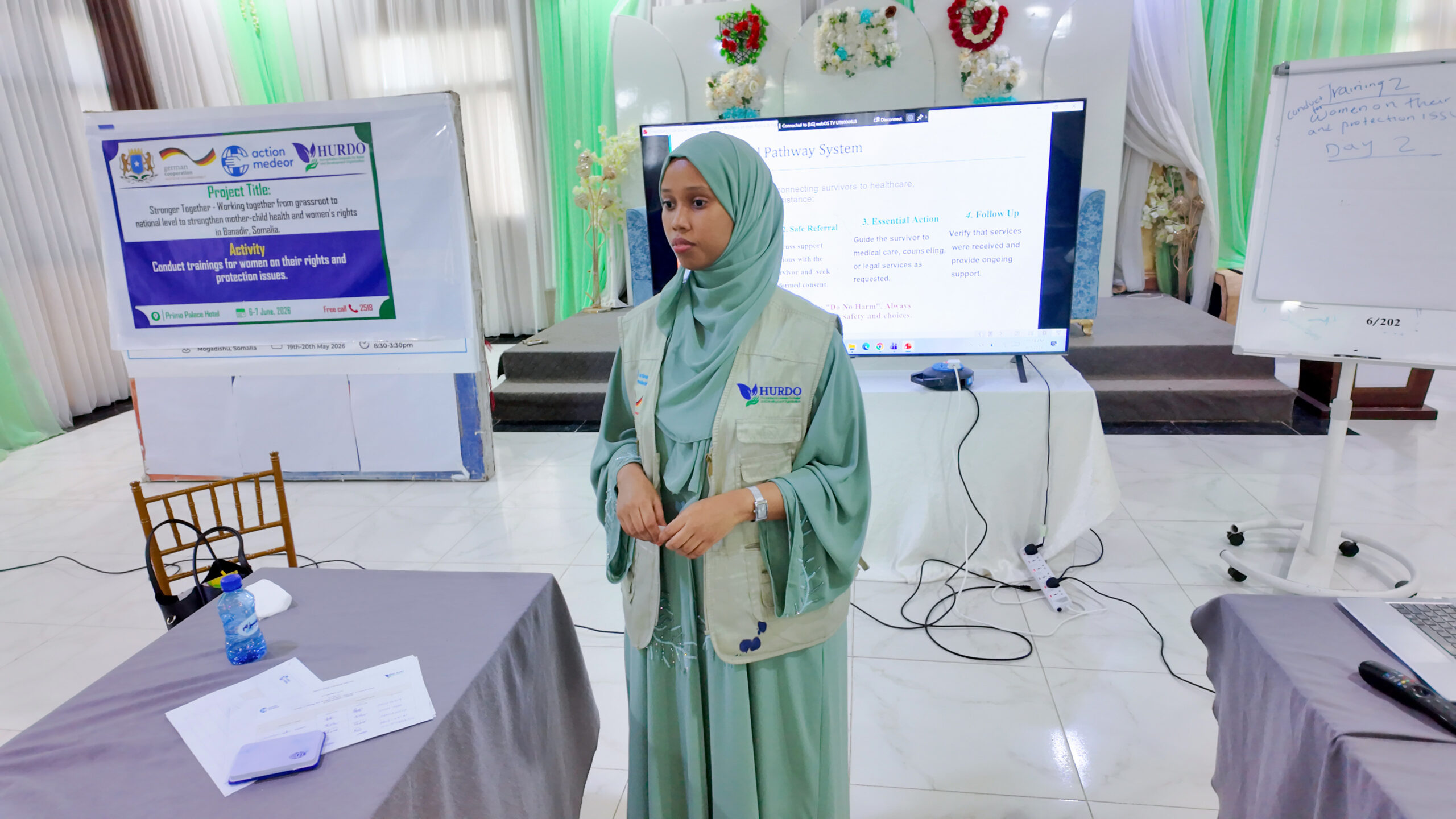 HURDO staff member presenting at a women's rights and protection training